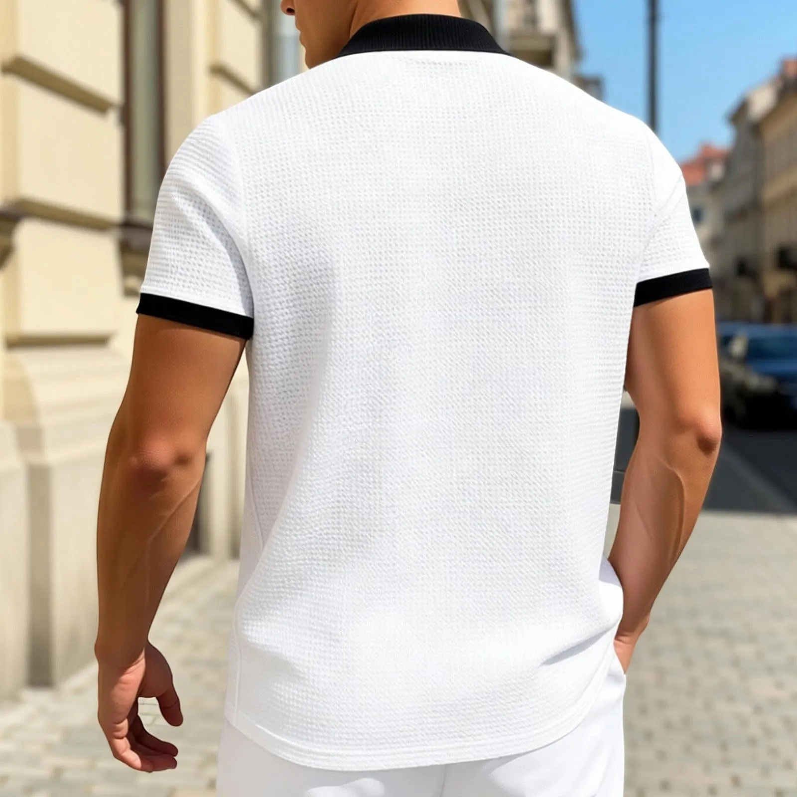 Polo da Rugby a Righe da Uomo Classico Camicia Vintage a Maniche Lunghe Polo a Righe con Colletto Rovesciato Polo da Uomo Oversized a Maniche Lunghe T-Shirt con Vestibilità Normale Sweatshirt a - immagine 3