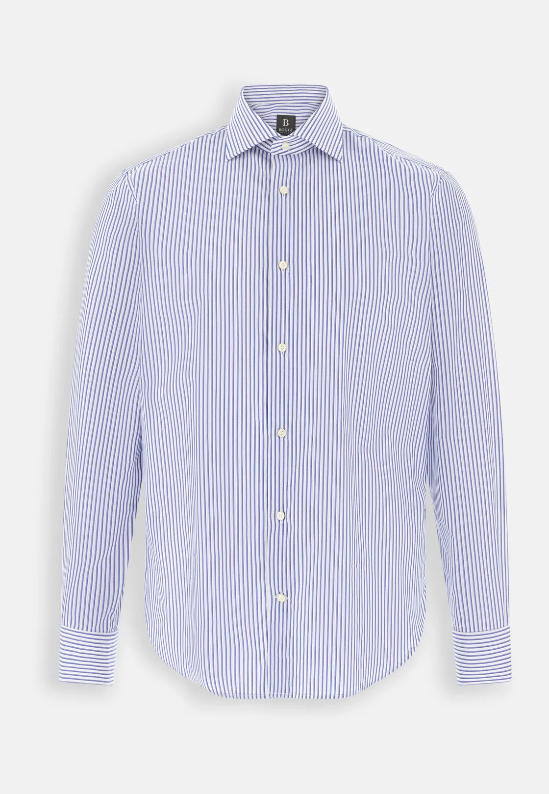 Boggi, Camicia A Righe In Cotone Slim Fit, Uomo, Azzurro, Taglia: 41 - immagine 6