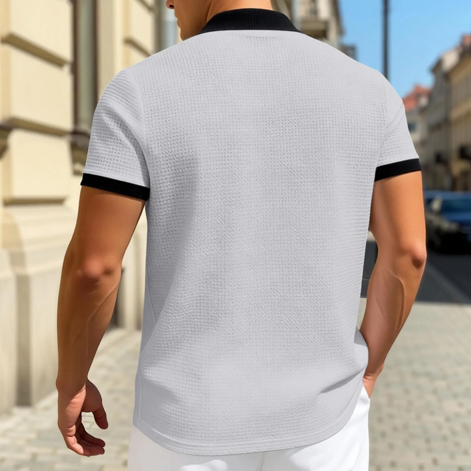 Polo da Rugby a Righe da Uomo Classico Camicia Vintage a Maniche Lunghe Polo a Righe con Colletto Rovesciato Polo da Uomo Oversized a Maniche Lunghe T-Shirt con Vestibilità Normale Sweatshirt a - immagine 3