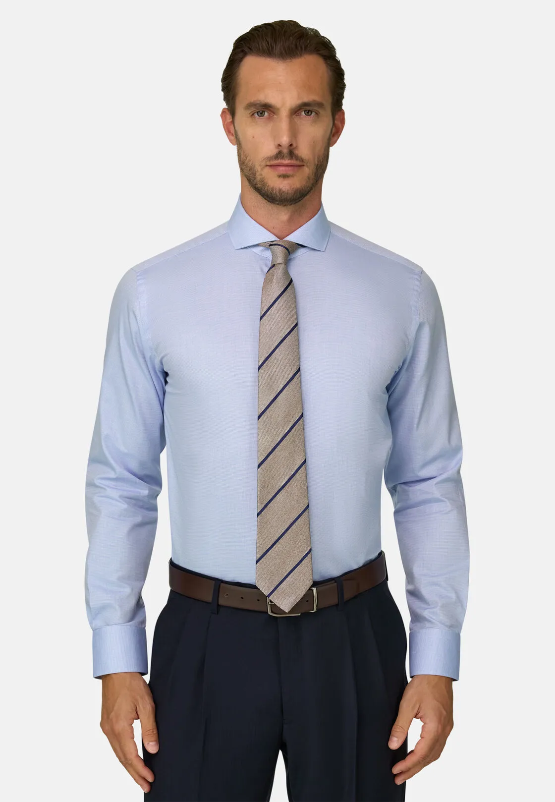 Boggi, Camicia A Fantasia In Cotone Slim Fit, Uomo, Azzurro, Taglia: 39 - immagine 1