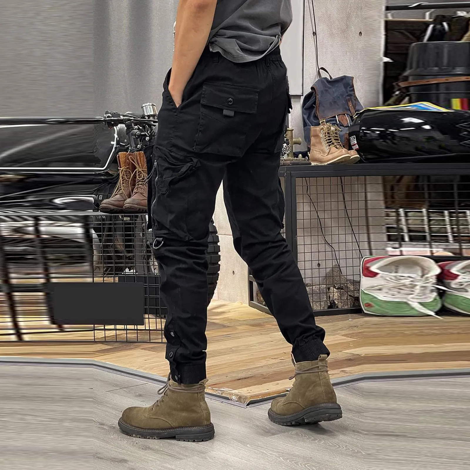 MOKBAY Pantaloni Trekking Uomo, Abiti Sportivi Impermeabili Edilizia Trekking Taglie Forti Caccia Militari Montagna Antipioggia Cargo, Baggy Tasche Pantaloni Lavoro Uomo, XL - immagine 6