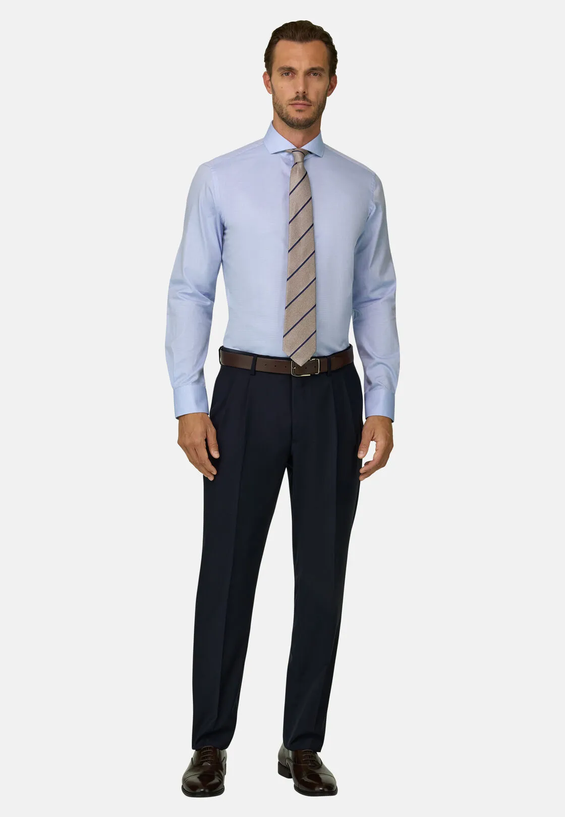 Boggi, Camicia A Fantasia In Cotone Slim Fit, Uomo, Azzurro, Taglia: 45 - immagine 2