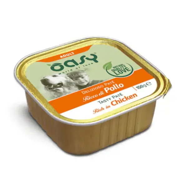 Oasy Wet Dog Delizioso Patè 150 gr Pollo - confezione da 11 pezzi - Cibo umido per cani - immagine 1