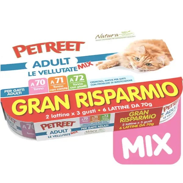 Petreet Vellutate Cat Maxi Scorta 6x70 gr Multigusto - Tonno - immagine 1
