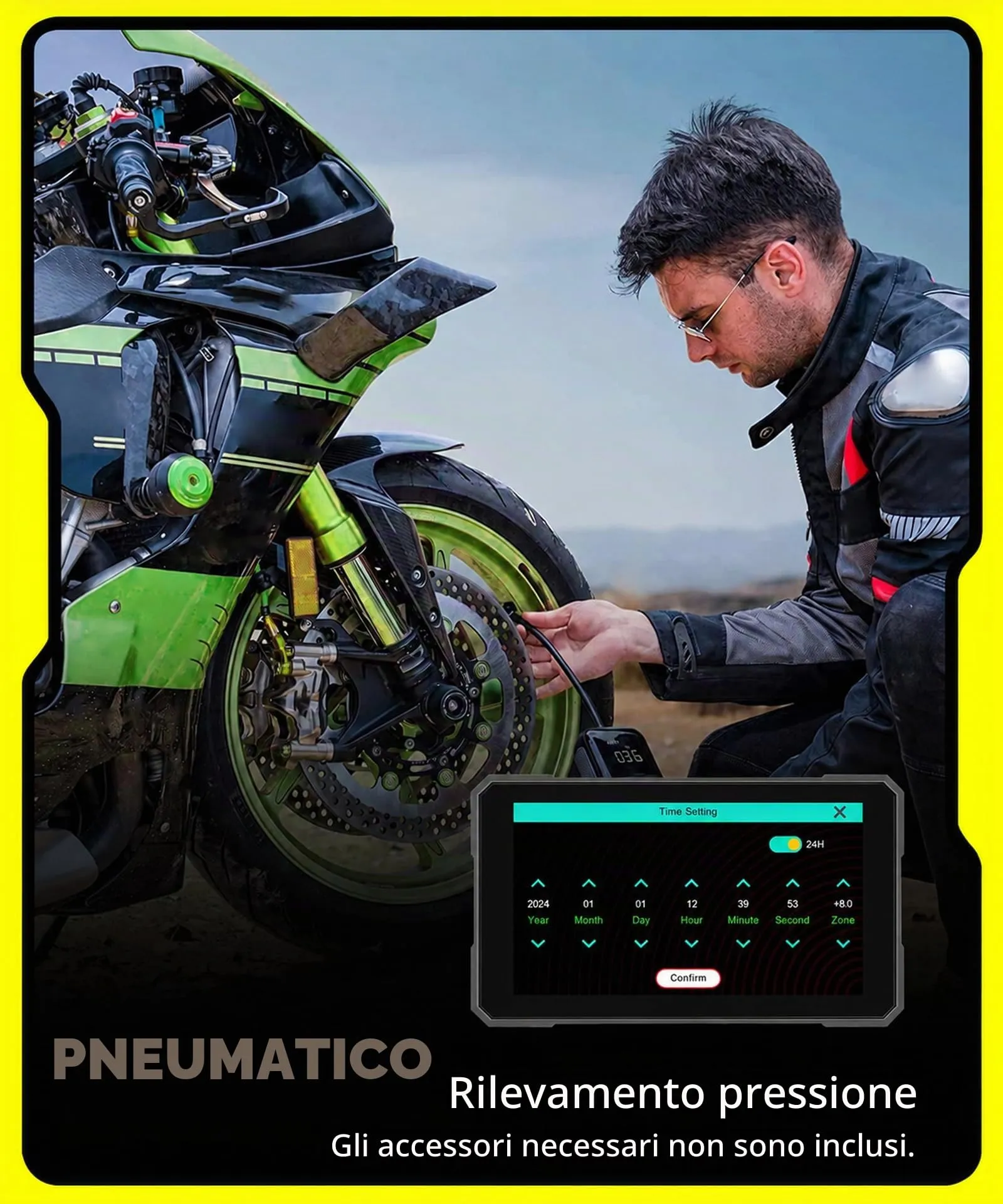 Rimoody Wireless Carplay Display Motociclo Android Auto,5" Touchscreen Car play Autoradio Portatile per Motorbike CarPlay Monitor per Moto Bluetooth/IP68 Impermeabile/Monitoraggio pressione pneumatici - immagine 6