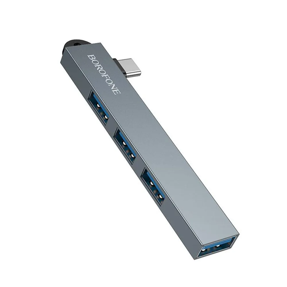Hub USB-C Borofone FH1A, 4in1, Grigio - immagine 1
