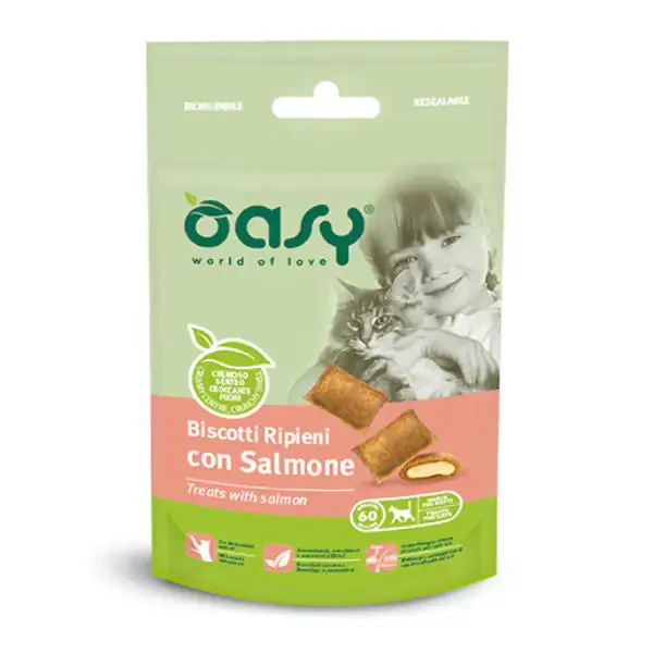 Oasy Cat Biscotti Ripieni 60 gr Salmone - immagine 1