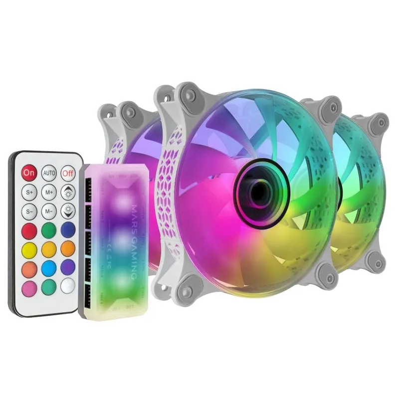 Mars Gaming MF-3DKIT Kit 3 Ventole ARGB Specchio Infinity da 12 cm Bianco - immagine 1