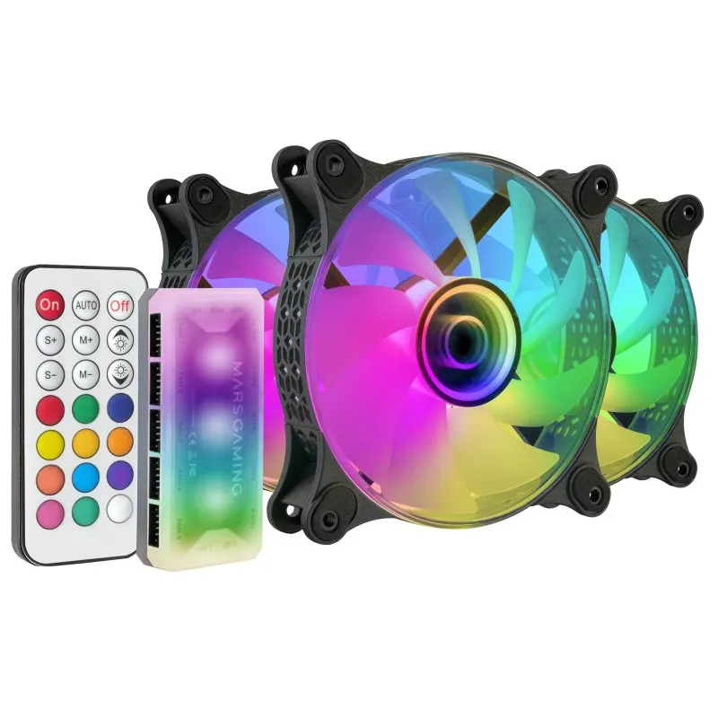Mars Gaming MF-3DKIT Kit 3 Ventole ARGB Specchio Infinity da 12 cm Nero - immagine 1