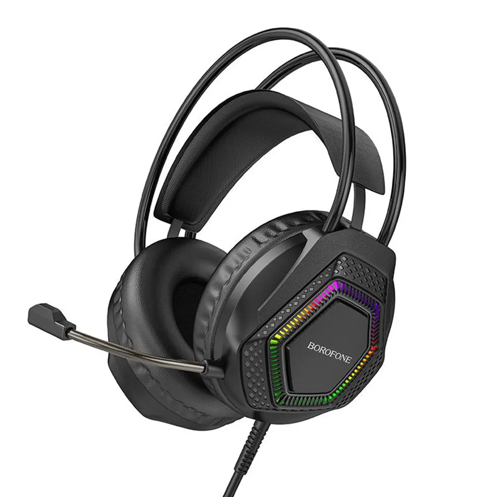 Cuffie Gaming 3.5mm Borofone BO105 Thunder, RGB, 2m, Nere - immagine 1