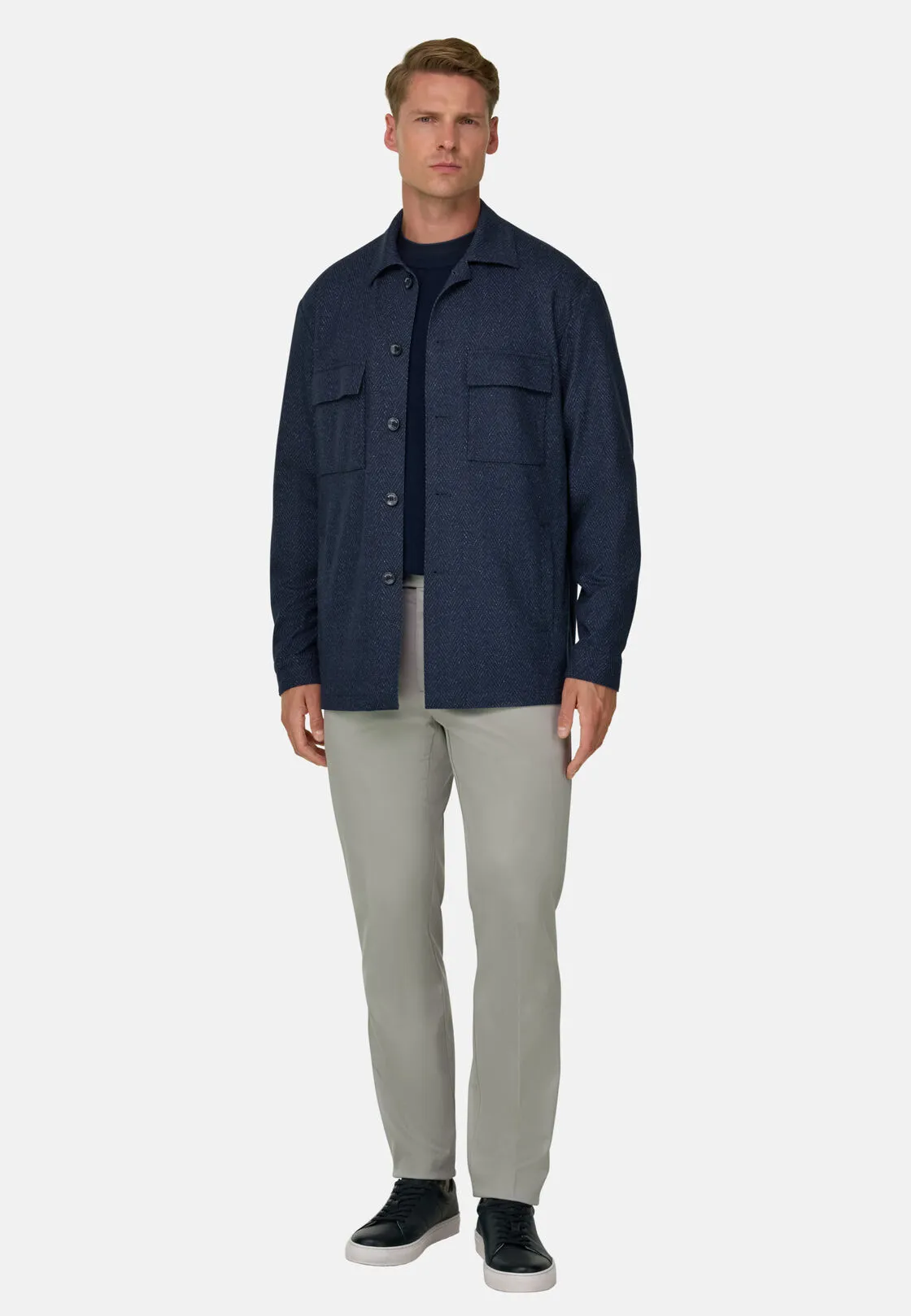 Boggi, Giacca Camicia Resca Misto Viscosa, Uomo, Blu, Taglia: L - immagine 2