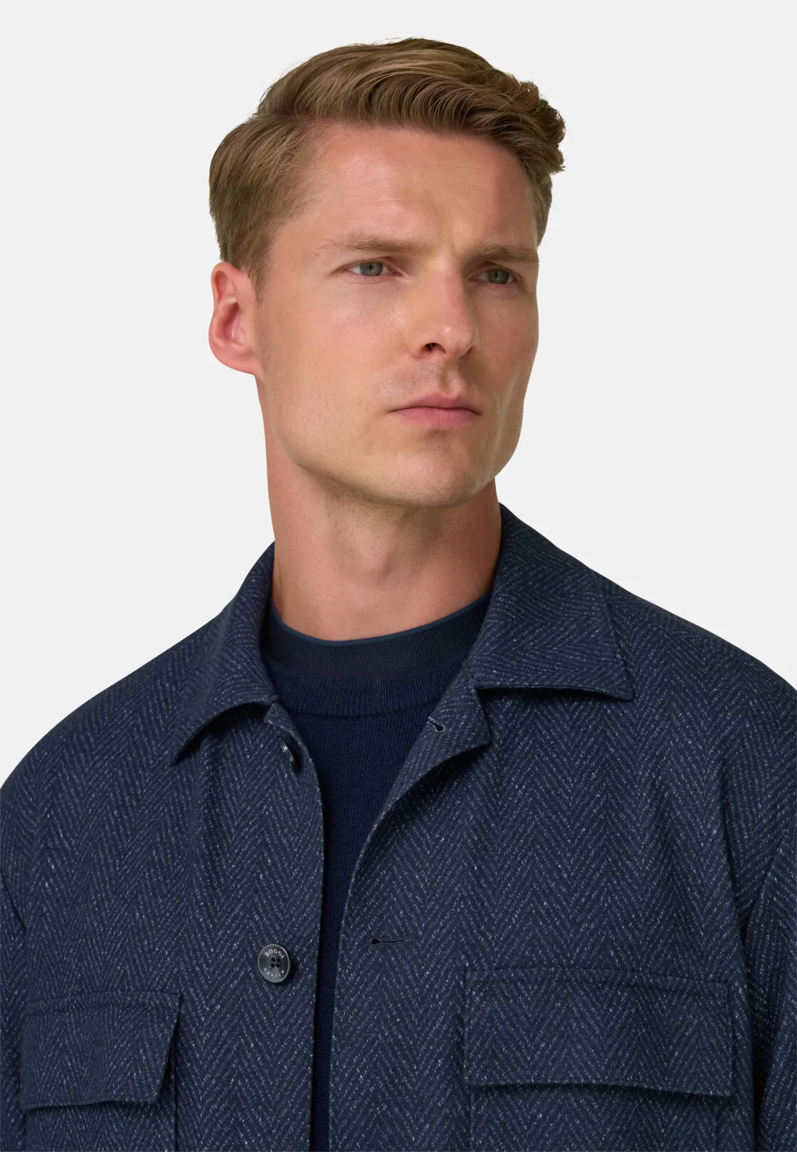Boggi, Giacca Camicia Resca Misto Viscosa, Uomo, Blu, Taglia: M - immagine 3