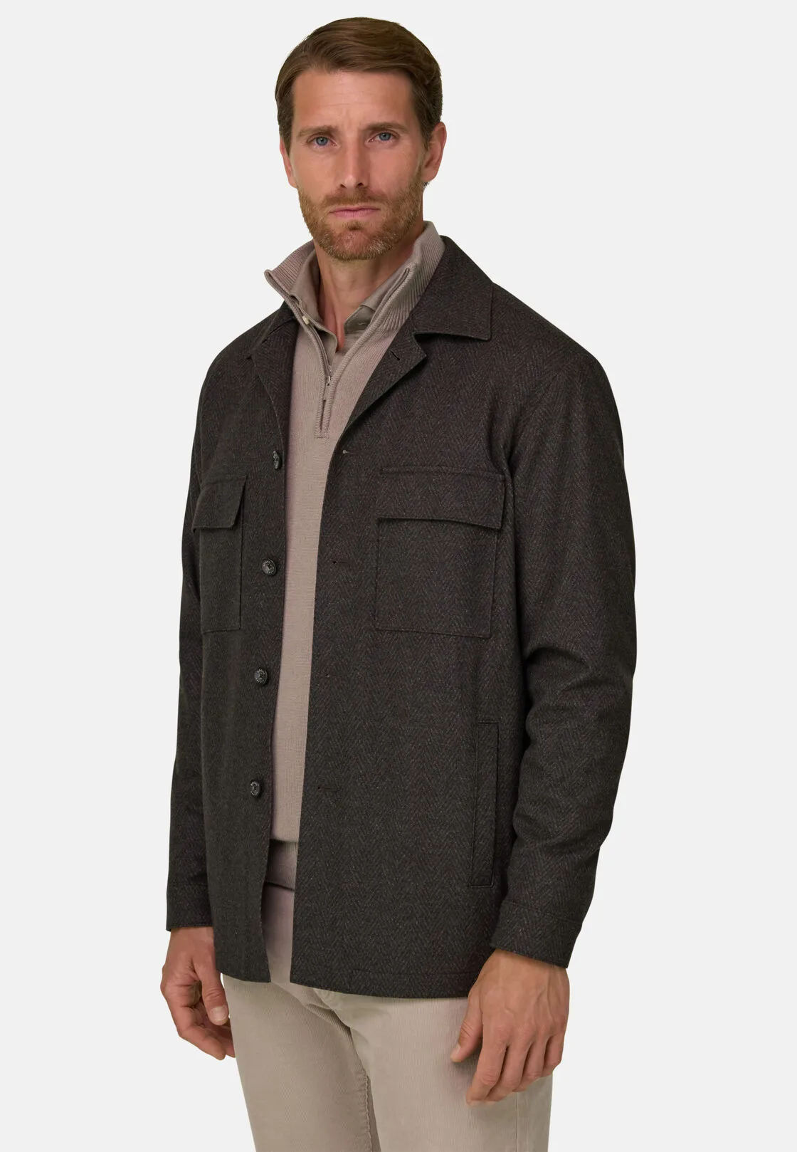 Boggi, Giacca Camicia Resca Misto Viscosa, Uomo, Marrone, Taglia: L - immagine 1