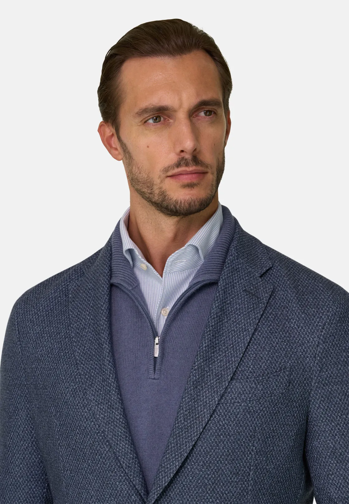 Boggi, Giacca Micro Fantasia Misto Lana, Uomo, Navy, Taglia: 48 - immagine 3