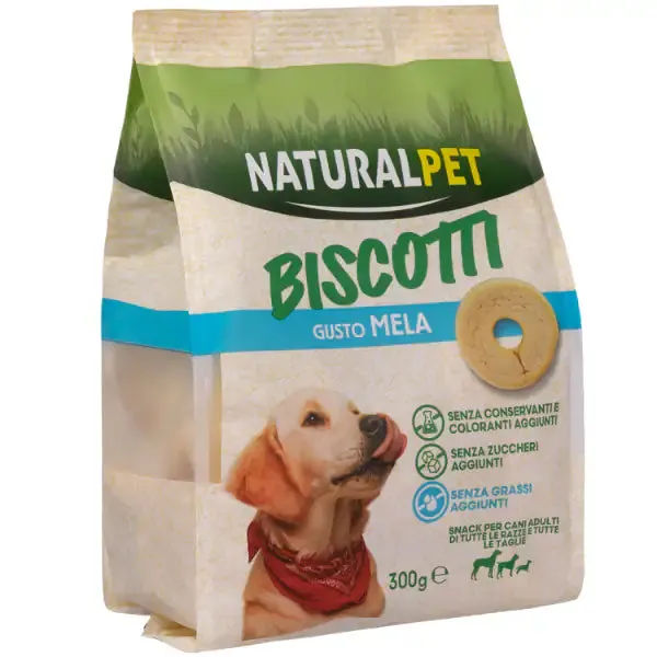 NaturalPet biscotti per cani All Breeds formine snack 300 gr Mela - immagine 1