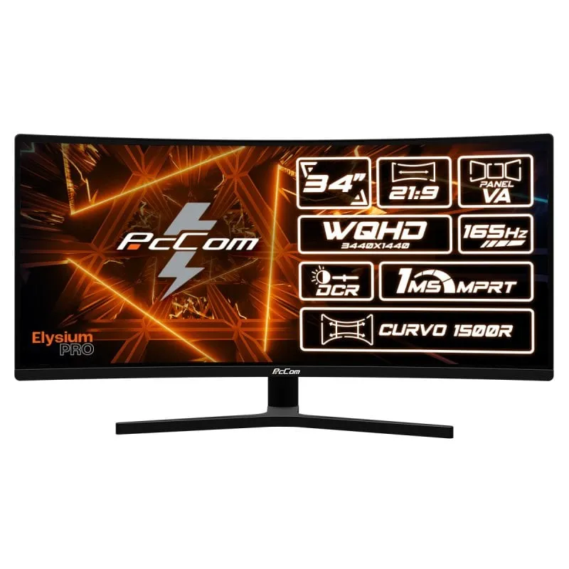 PcCom Elysium Pro 34" LED UltraWide WQHD 165Hz Curva FreeSync - immagine 1