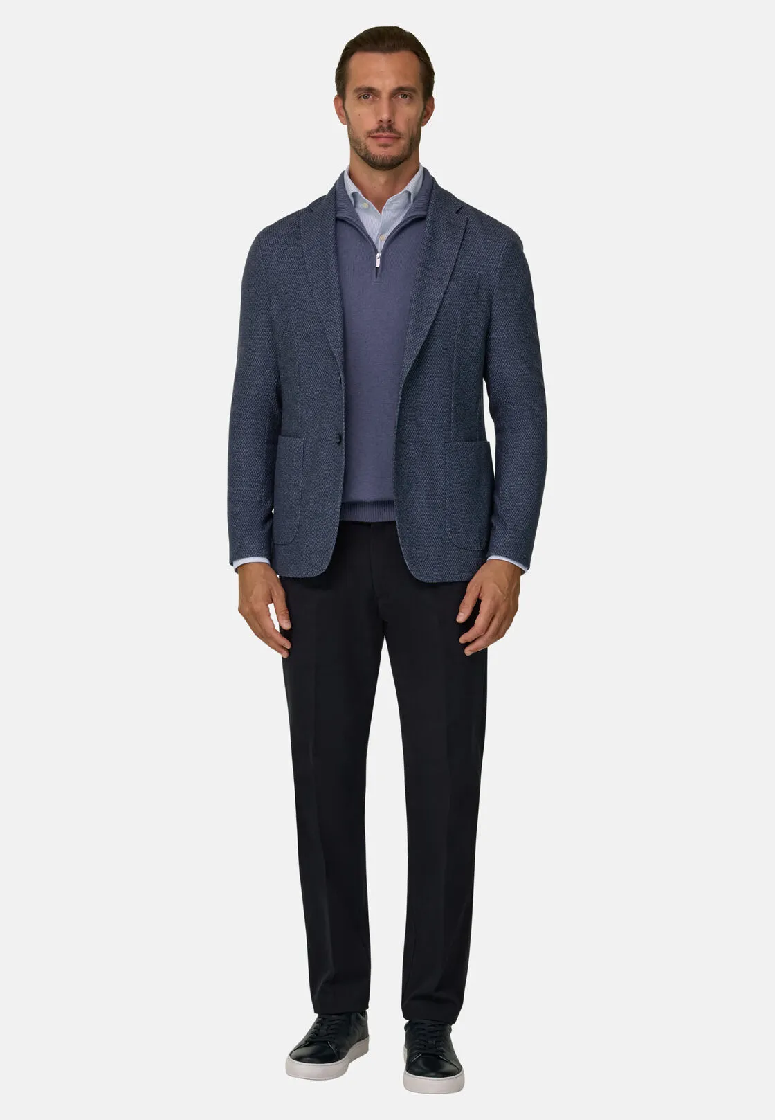 Boggi, Giacca Micro Fantasia Misto Lana, Uomo, Navy, Taglia: 50 - immagine 2