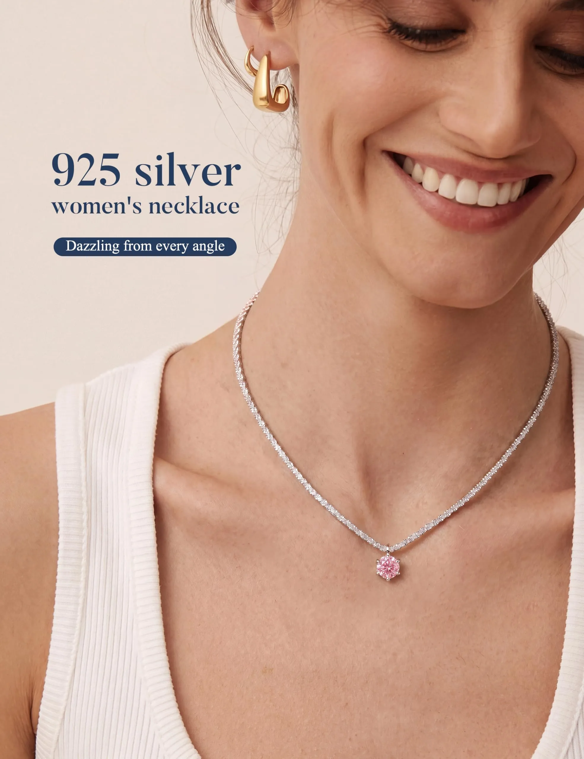 JeweBella Punto Luce Collana Placcato in Argento 925 Donna Ragazza - immagine 4