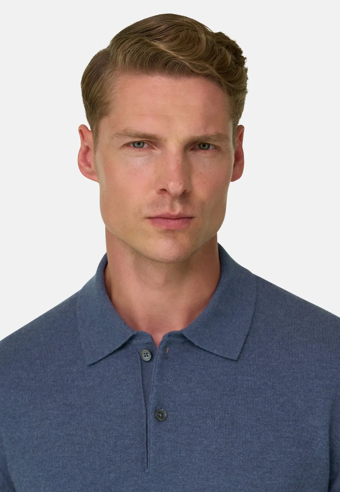 Boggi, Polo Di Maglia In Misto Cashmere, Uomo, Indaco, Taglia: L - immagine 3