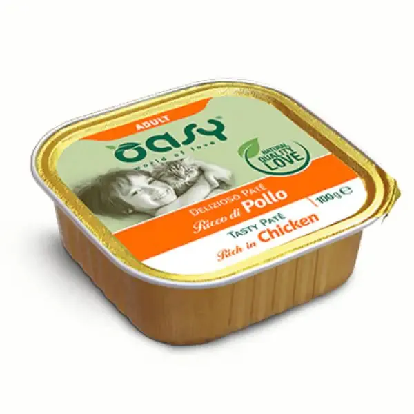 Oasy Cat Adult Delizioso Patè 100 gr Pollo - confezione da 16 pezzi - Cibo umido per gatti - immagine 1
