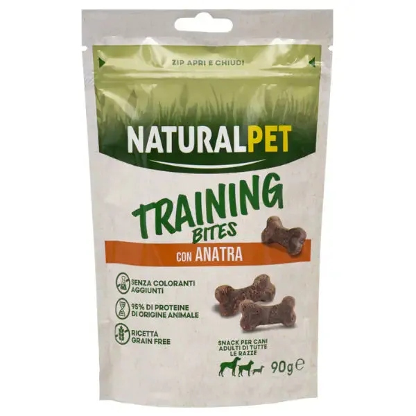 NaturalPet Training Bites snack per cani Grain Free 90 gr Anatra - immagine 1
