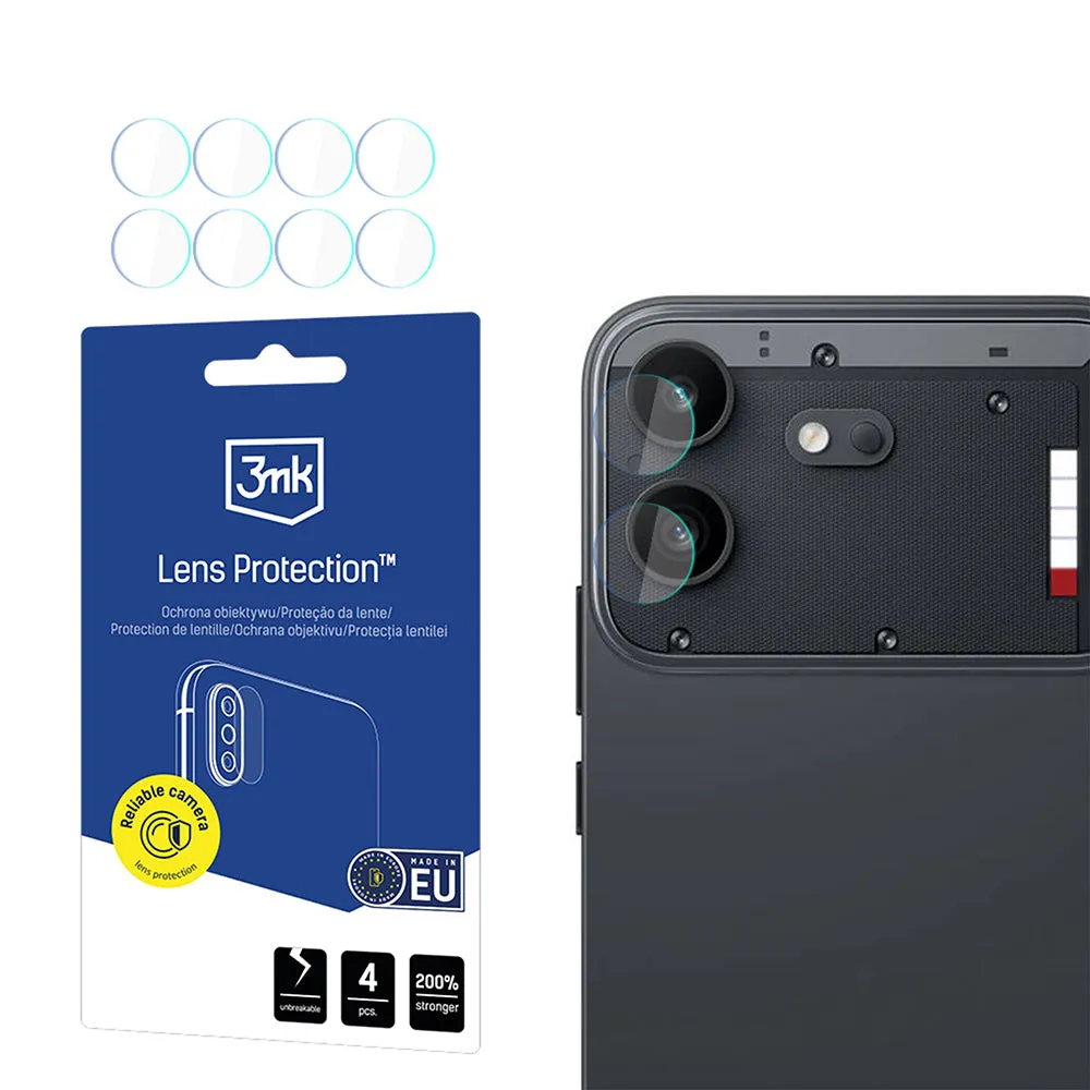 Pellicola protettiva per fotocamera posteriore 3MK Protection per Nothing Phone (4b), Vetro temperato, Set da 4 pezzi, Trasparente - immagine 1