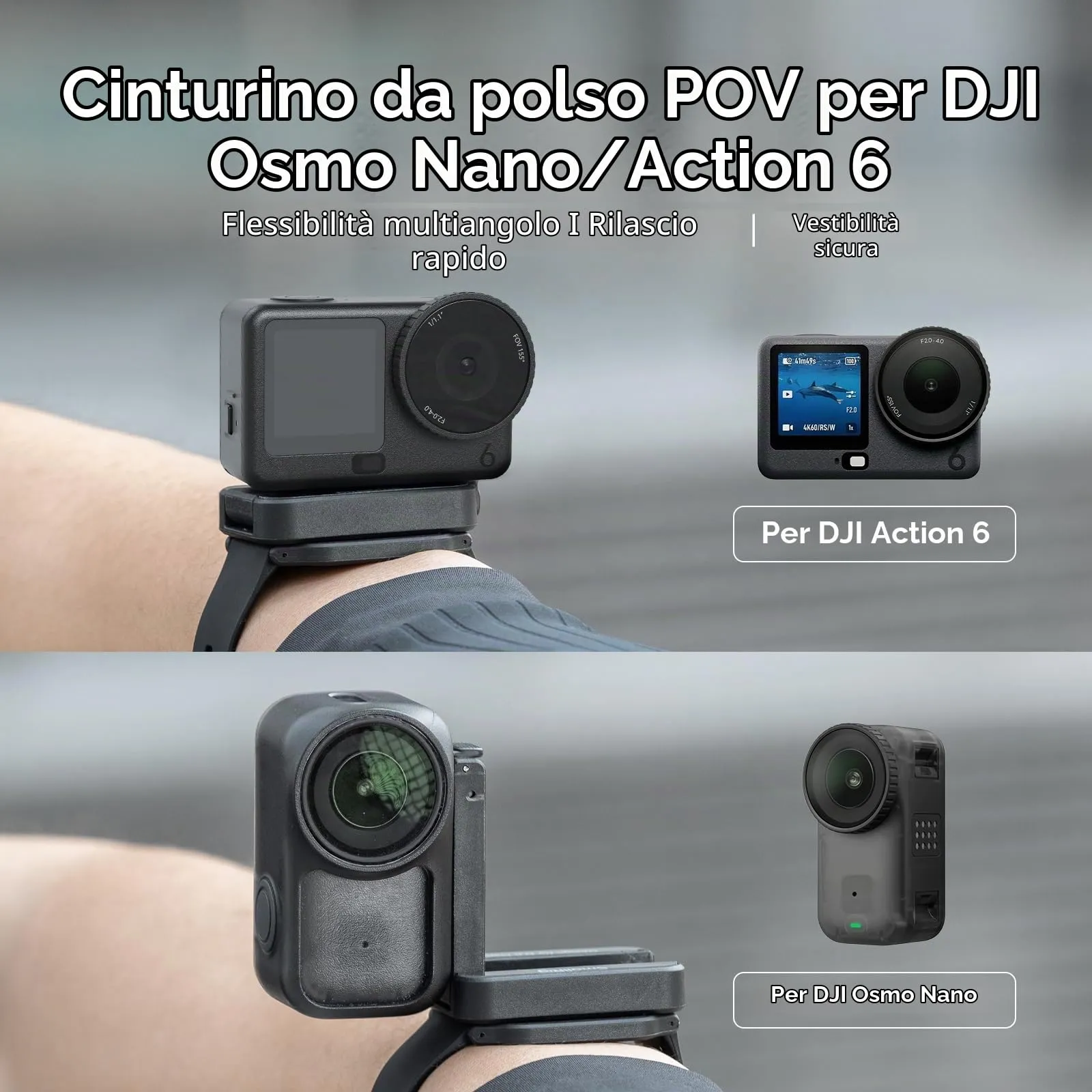 SMALLRIG Cinturino Polso POV per DJI Osmo Nano/Action 6 - 5763 - immagine 2