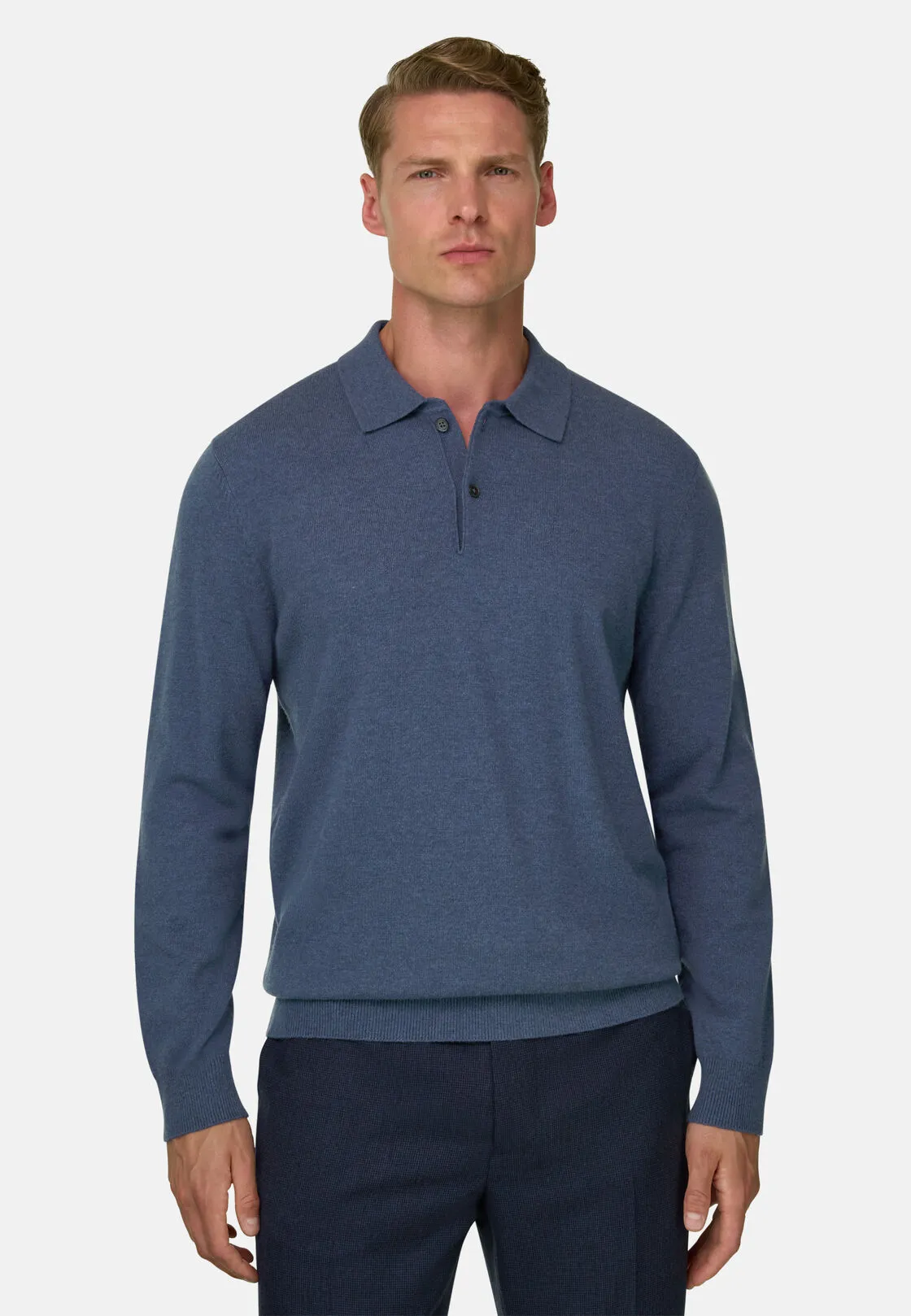 Boggi, Polo Di Maglia In Misto Cashmere, Uomo, Indaco, Taglia: S - immagine 1