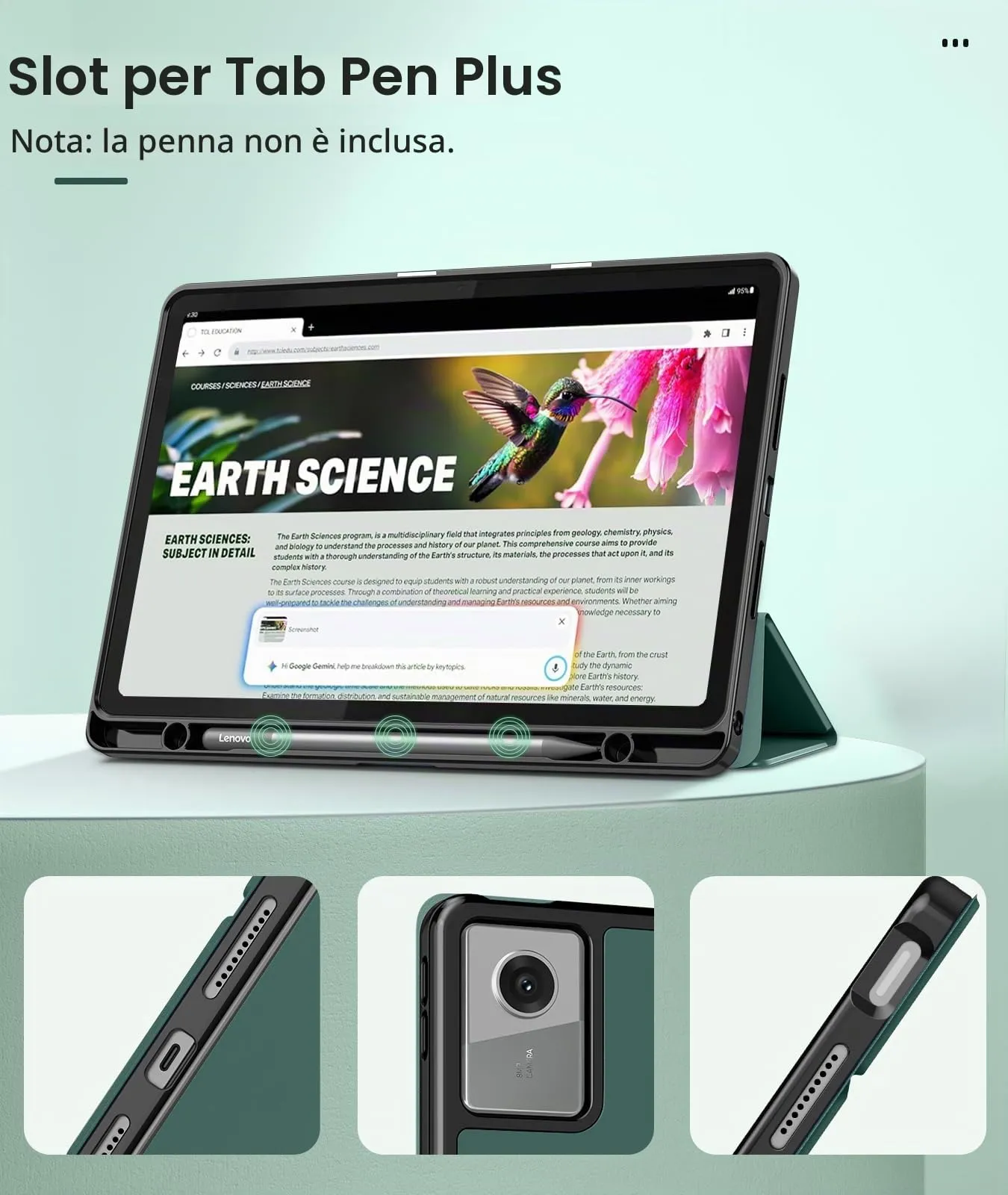 MoKo Cover per Lenovo Idea Tab 11 2025 con Porta Penna, Verde notte | Custodia per TB-336ZU TB-336FU, Trifold Stand Case, Auto Sveglia/Sonno, Cover Protettiva in Pelle PU per Lenovo Idea Tab 11 in - immagine 4