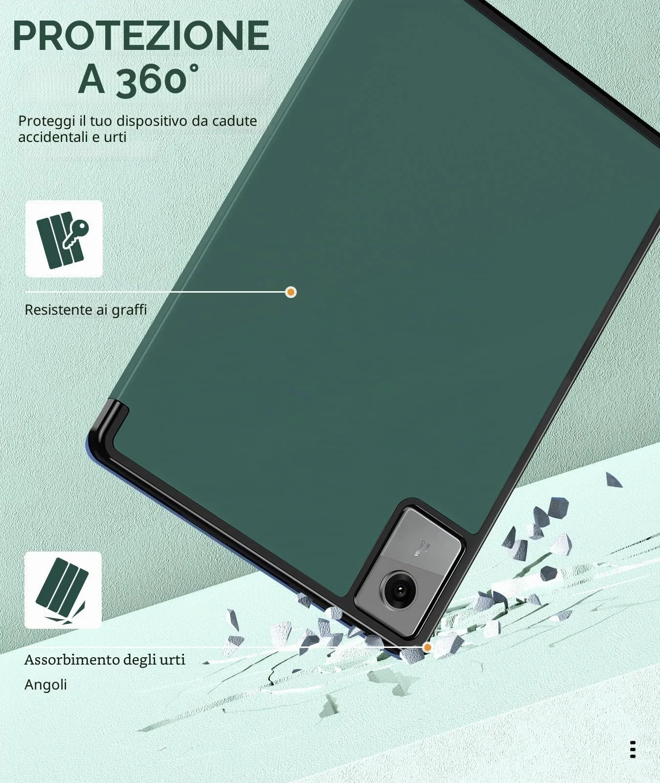 MoKo Cover per Lenovo Idea Tab 11 2025 con Porta Penna, Verde notte | Custodia per TB-336ZU TB-336FU, Trifold Stand Case, Auto Sveglia/Sonno, Cover Protettiva in Pelle PU per Lenovo Idea Tab 11 in - immagine 5