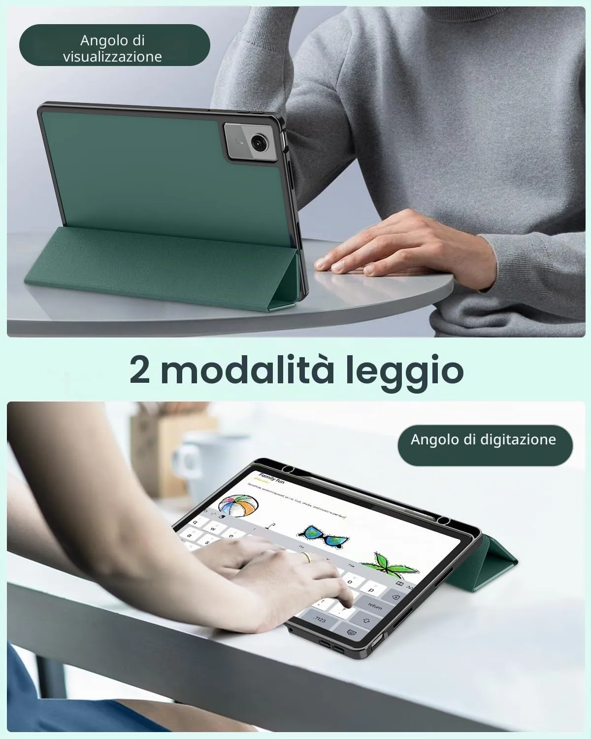 MoKo Cover per Lenovo Idea Tab 11 2025 con Porta Penna, Verde notte | Custodia per TB-336ZU TB-336FU, Trifold Stand Case, Auto Sveglia/Sonno, Cover Protettiva in Pelle PU per Lenovo Idea Tab 11 in - immagine 6