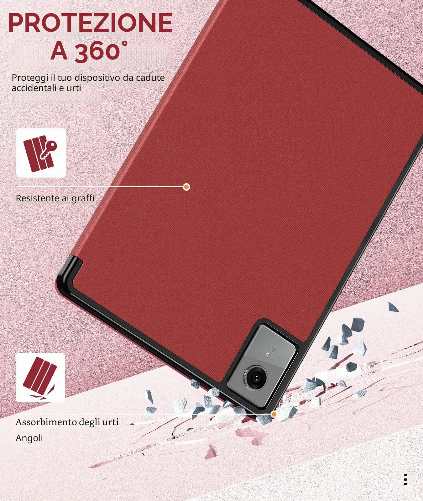 MoKo Cover per Lenovo Idea Tab 11 2025 con Porta Penna, Vino Rosso | Custodia per TB-336ZU TB-336FU, Trifold Stand Case, Auto Sveglia/Sonno, Cover Protettiva in Pelle PU per Lenovo Idea Tab 11 in - immagine 5