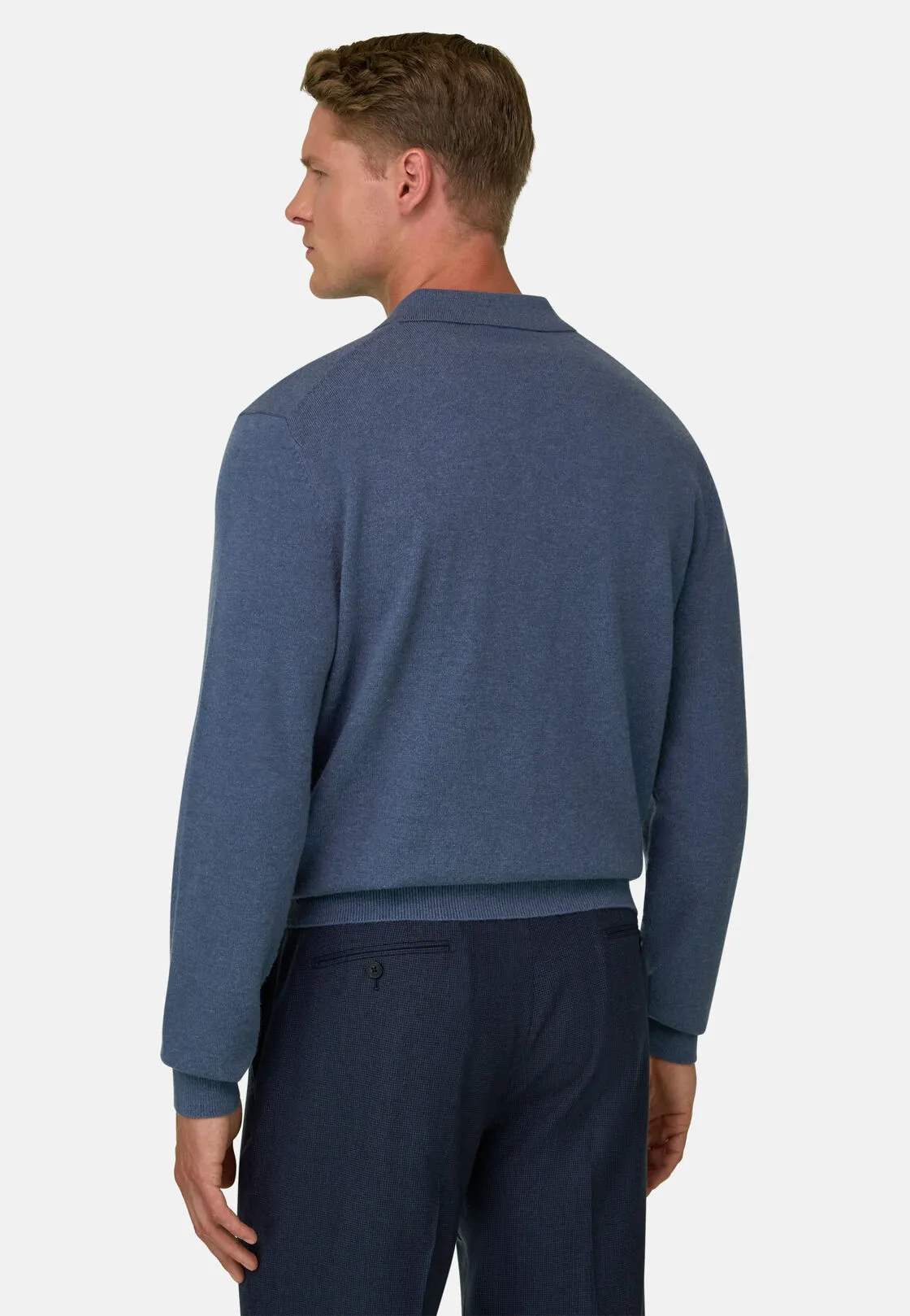 Boggi, Polo Di Maglia In Misto Cashmere, Uomo, Indaco, Taglia: XXL - immagine 4