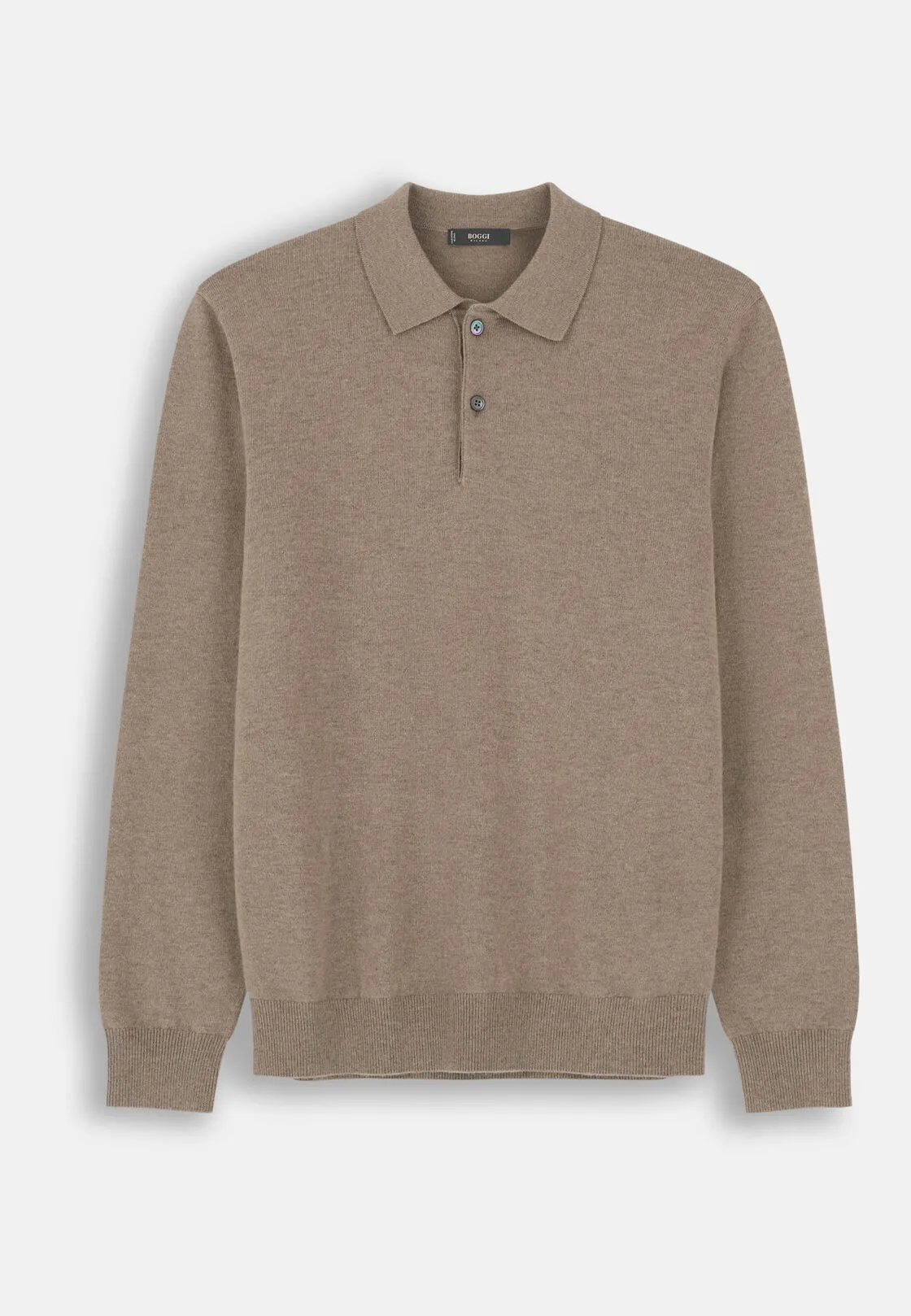 Boggi, Polo Di Maglia In Misto Cashmere, Uomo, Taupe, Taglia: M - immagine 5