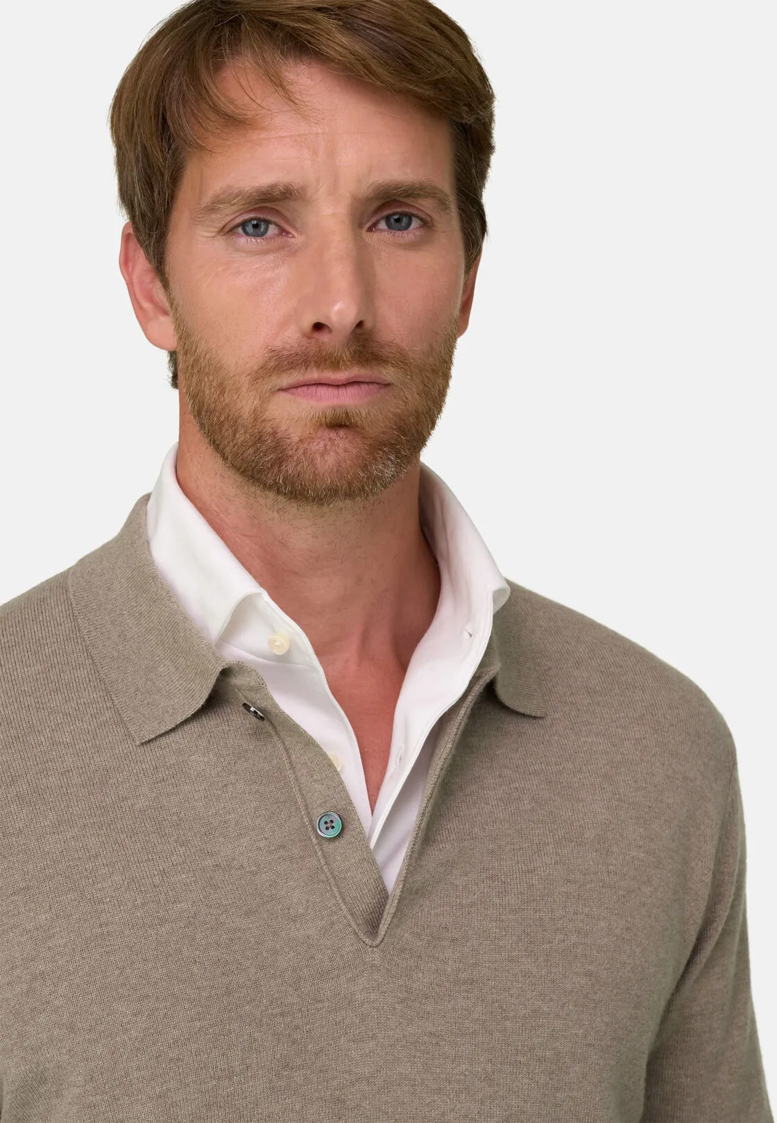 Boggi, Polo Di Maglia In Misto Cashmere, Uomo, Taupe, Taglia: XL - immagine 3