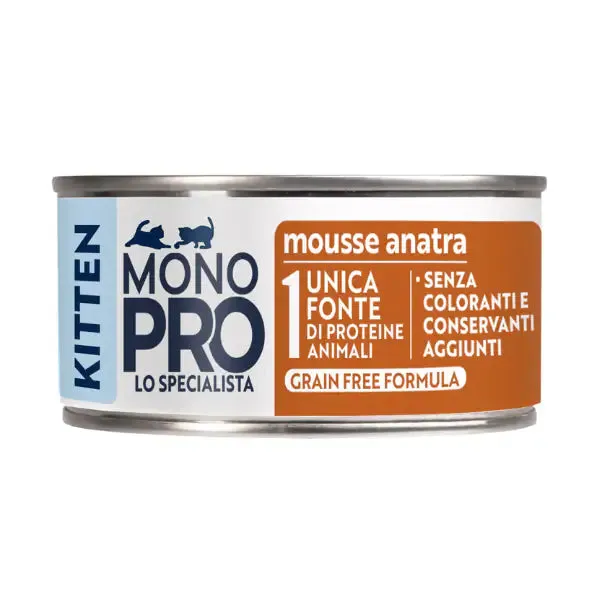 Monopro lo specialista Kitten grain Free Mousse 85 gr Anatra - confezione da 6 pezzi - immagine 1