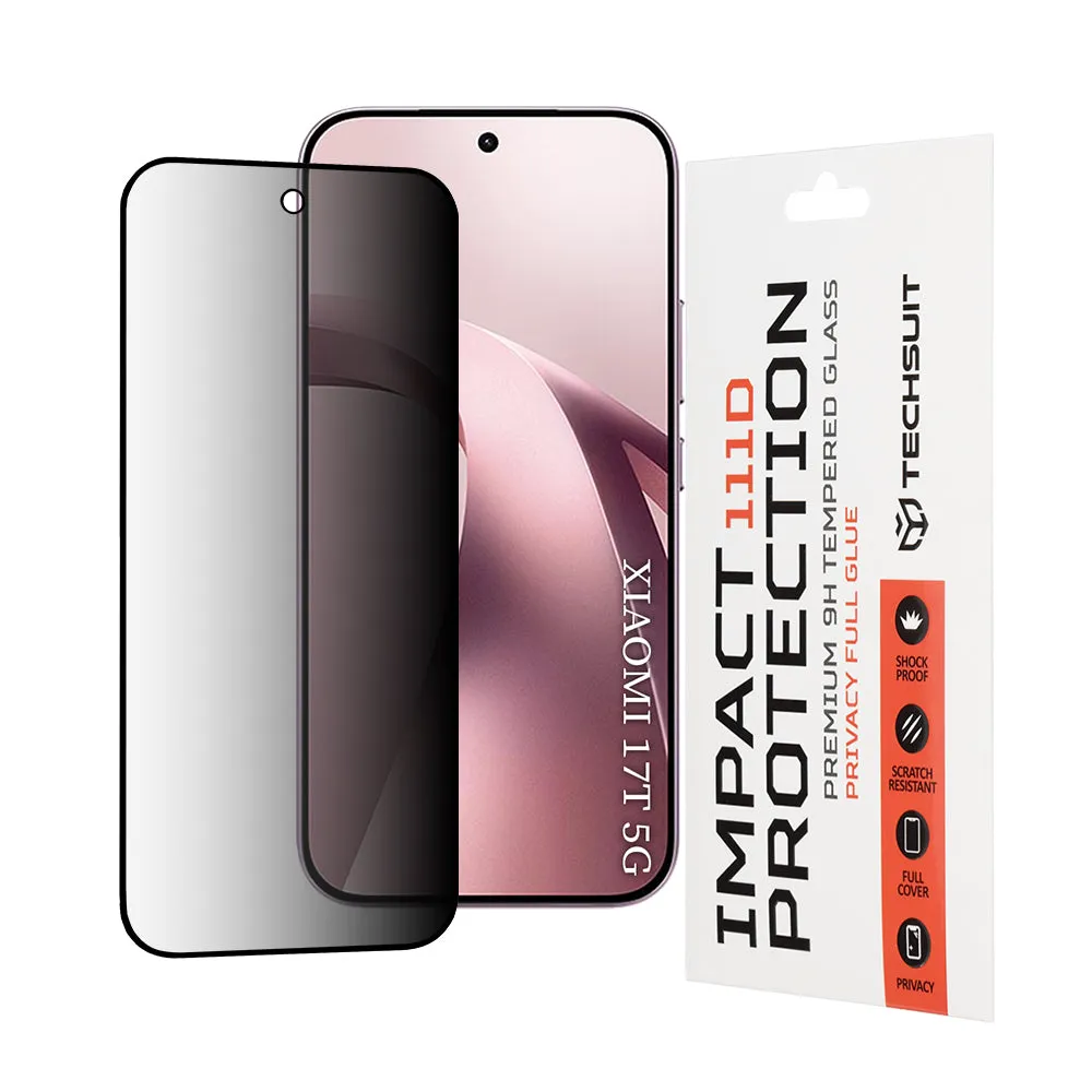 Pellicola protettiva per schermo Privacy Techsuit per Xiaomi 17T, Vetro temperato, Full Glue, 111D - immagine 1