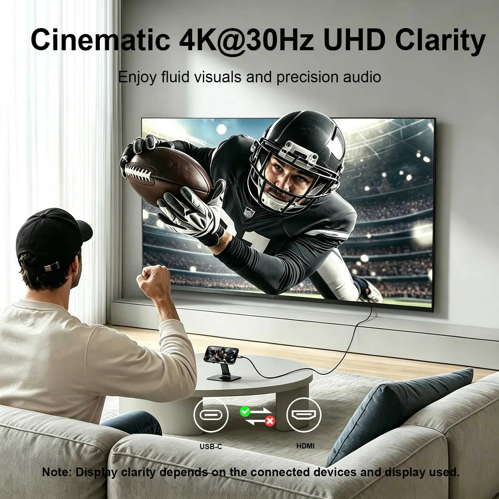 Cavo USB C HDMI 4K 2M, Cavo Tipo C a HDMI UHD, Thunderbolt 4/3 a HDMI Compatible con iPhone 17/16/15, MacBook Pro/Air, iMac, iPad, Galaxy S25/S24/S23, Surface, Dell, HP, Chromebook - immagine 2