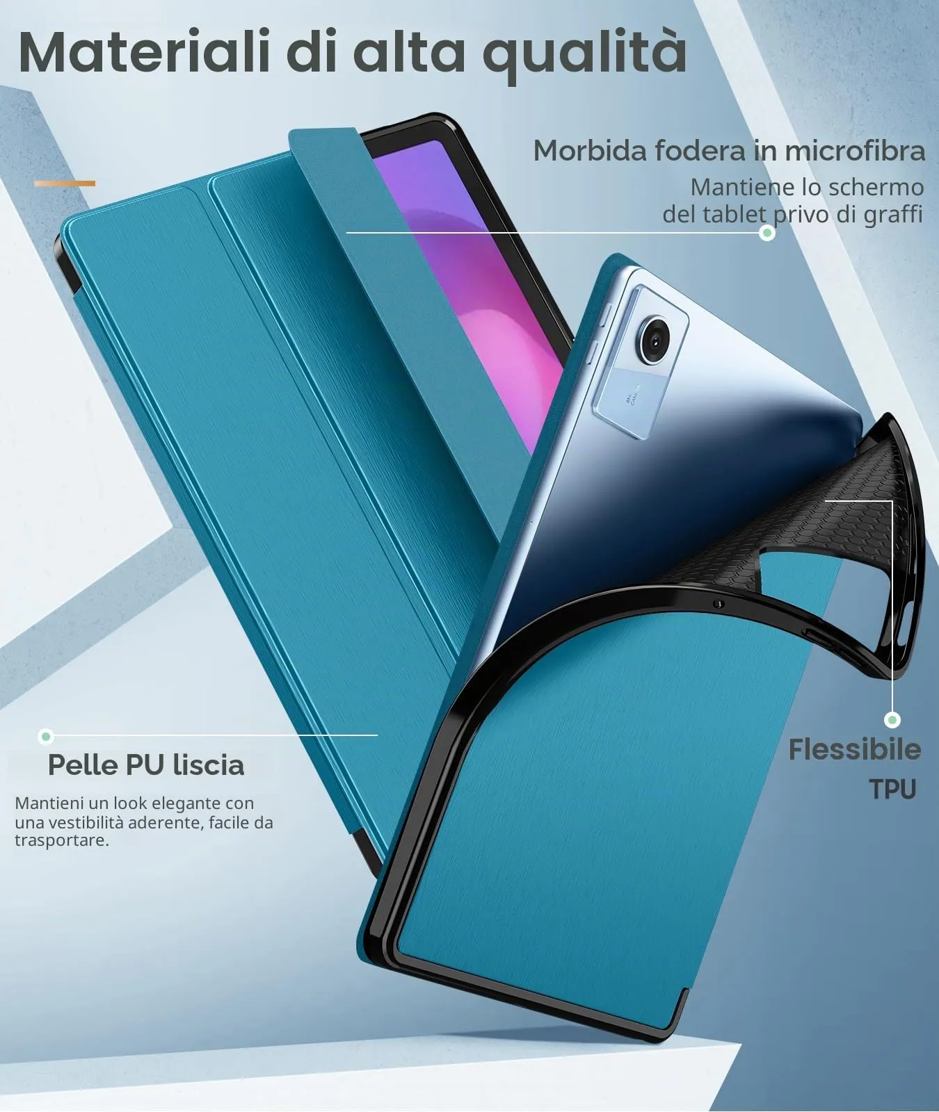 MoKo Cover per Lenovo Idea Tab 11 2025 con Porta Penna, Blu Francese - immagine 3