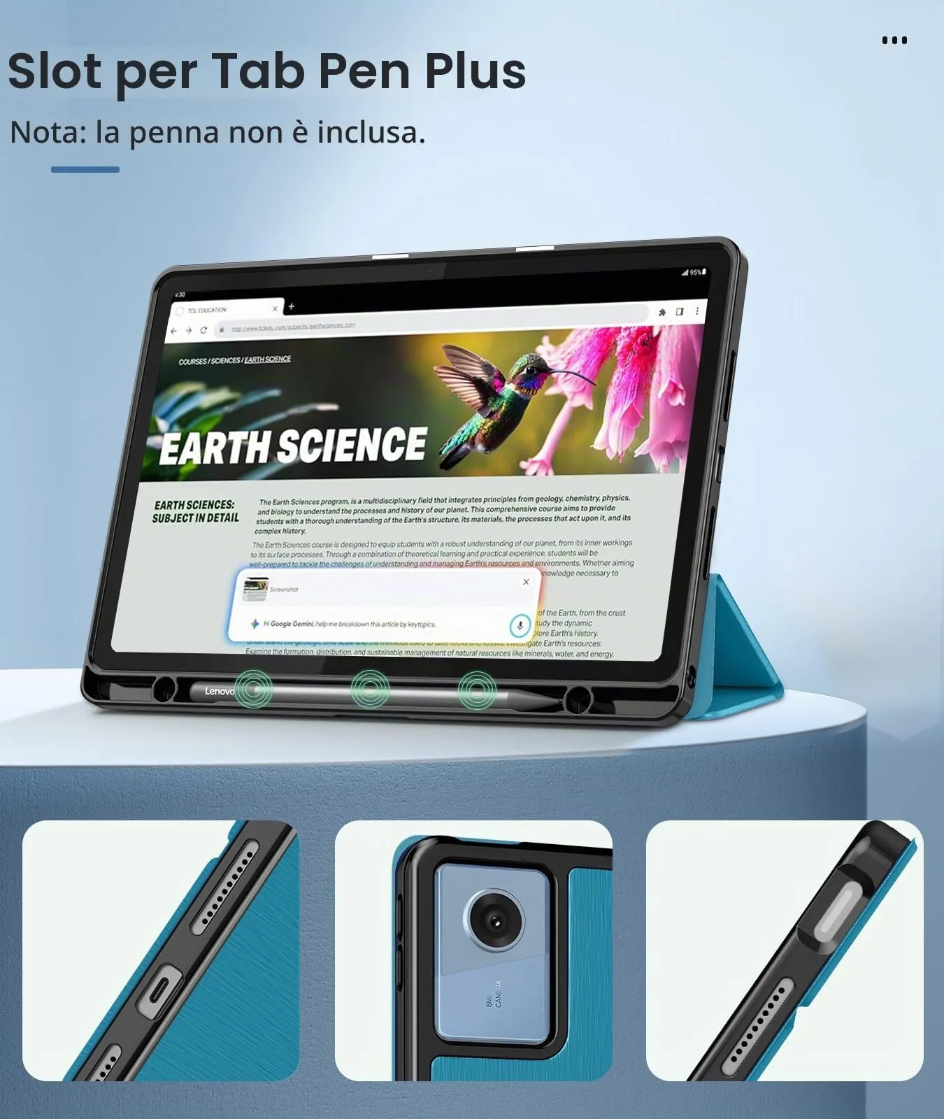 MoKo Cover per Lenovo Idea Tab 11 2025 con Porta Penna, Blu Francese - immagine 4