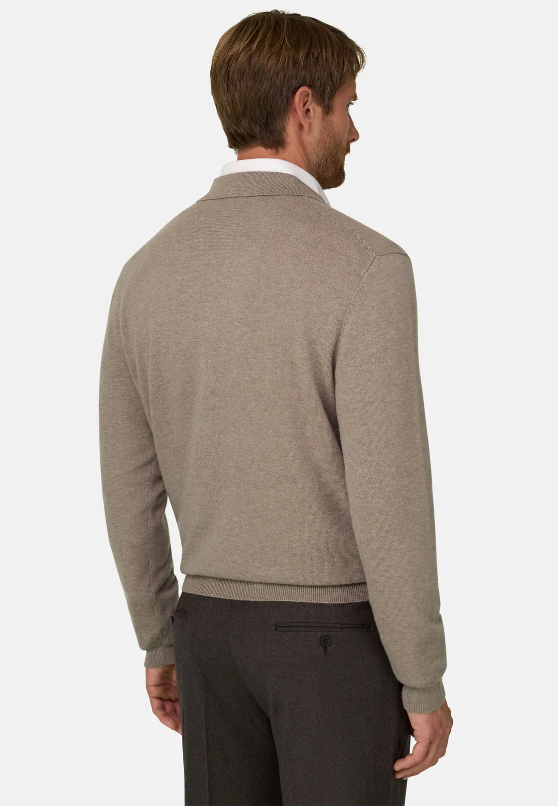 Boggi, Polo Di Maglia In Misto Cashmere, Uomo, Taupe, Taglia: XS - immagine 4