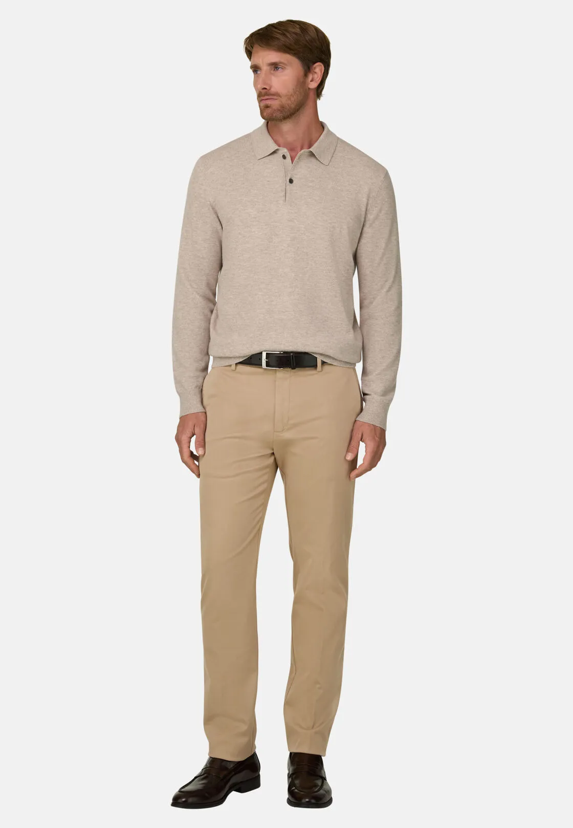 Boggi, Polo Di Maglia In Misto Cashmere, Uomo, Sabbia, Taglia: L - immagine 2