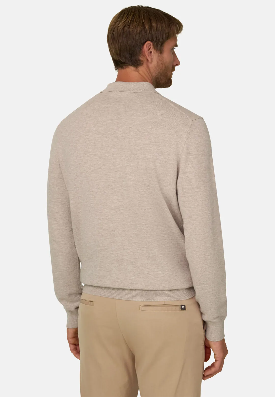 Boggi, Polo Di Maglia In Misto Cashmere, Uomo, Sabbia, Taglia: S - immagine 4