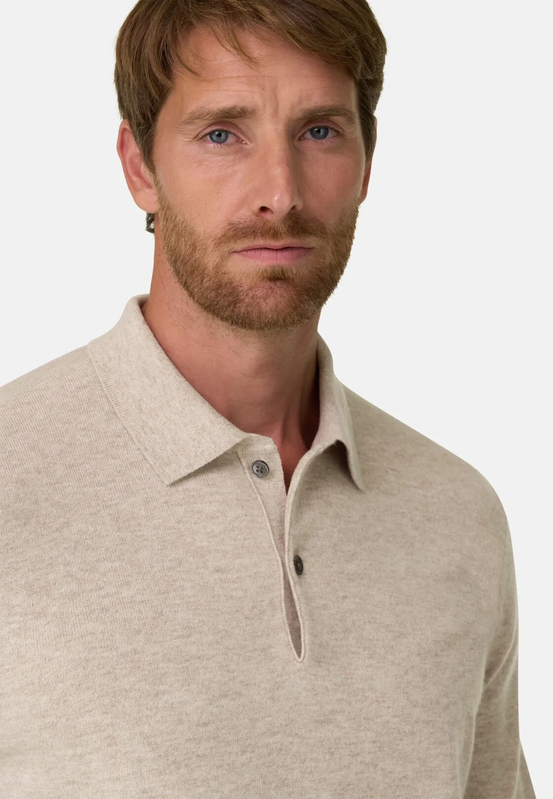 Boggi, Polo Di Maglia In Misto Cashmere, Uomo, Sabbia, Taglia: XXL - immagine 3