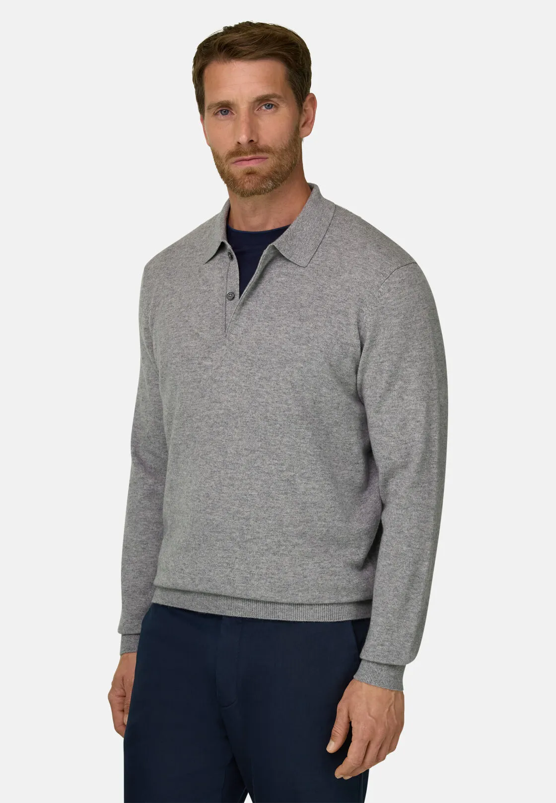 Boggi, Polo Di Maglia In Misto Cashmere, Uomo, Grigio, Taglia: L - immagine 1
