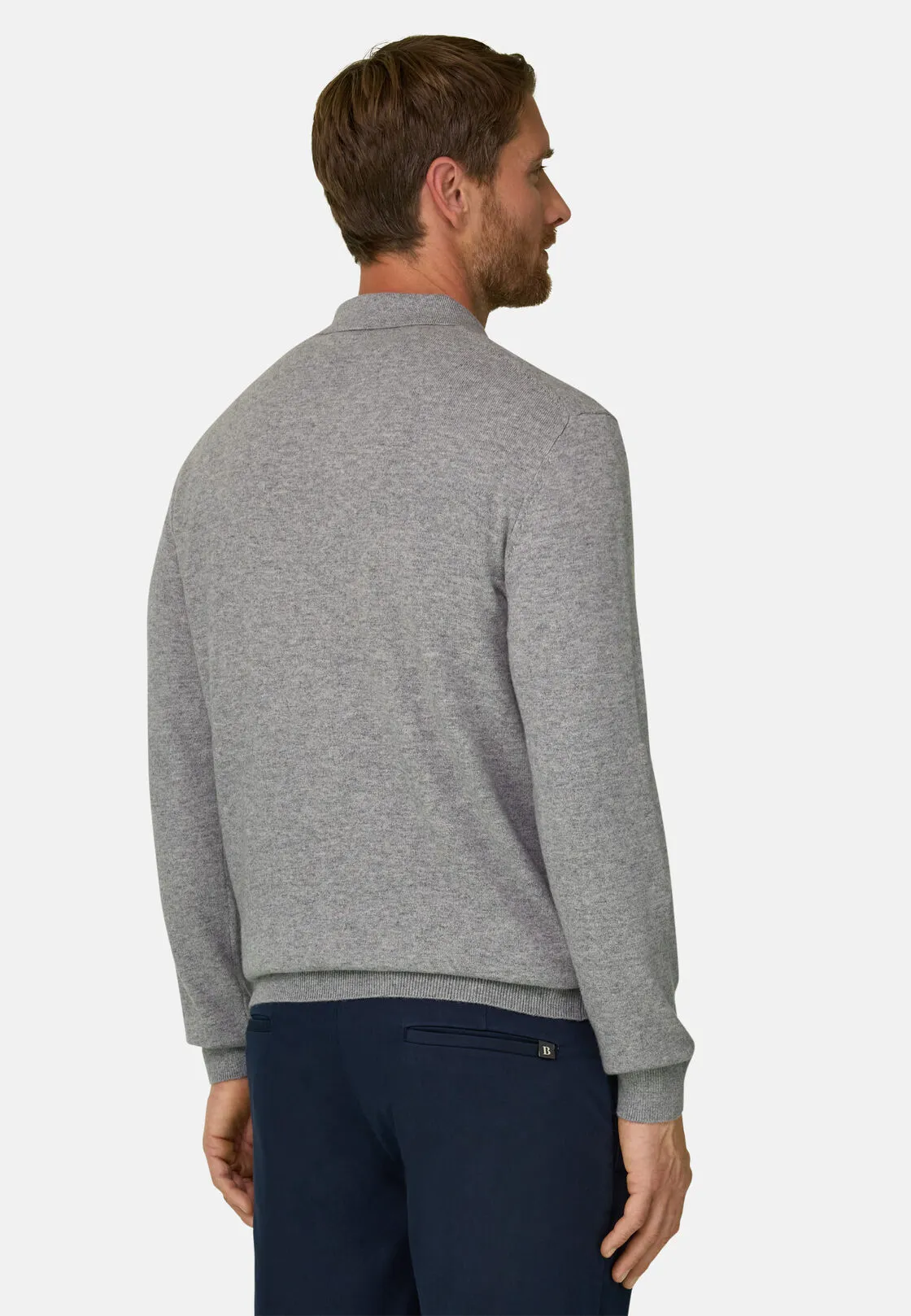 Boggi, Polo Di Maglia In Misto Cashmere, Uomo, Grigio, Taglia: XL - immagine 4