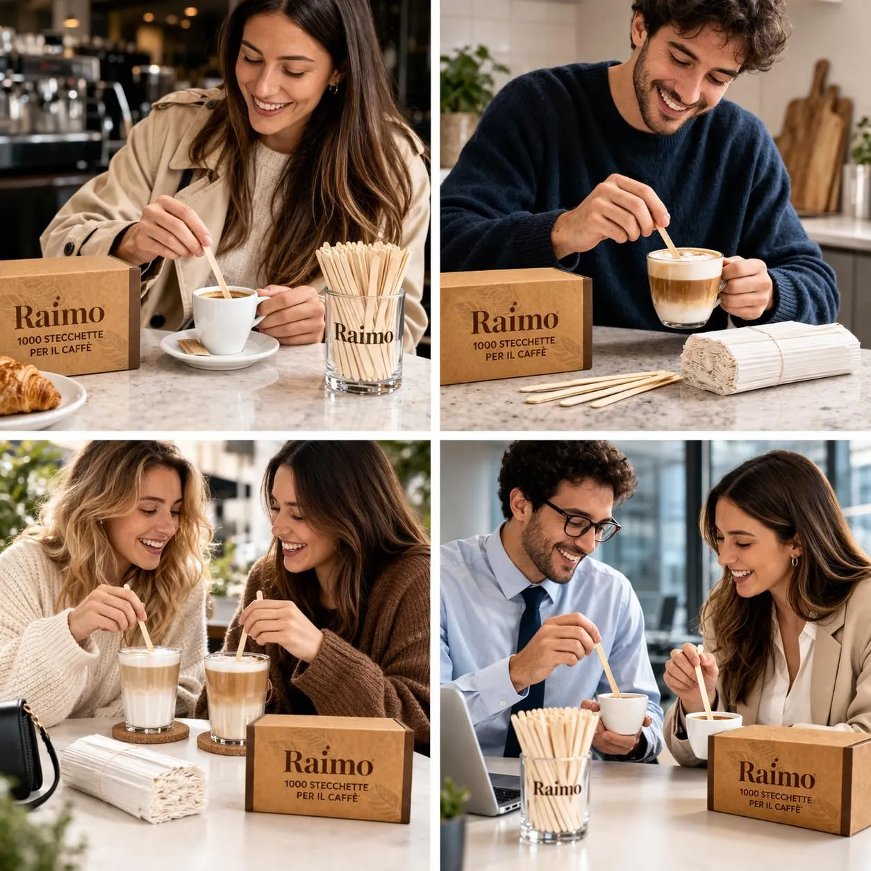 Kit 1000 Palette Caffè Monouso in Legno - IMBUSTATE SINGOLARMENTE - Biodegradabili - Bastoncini legno per Bevande Calde - Ideali per Bar, Ufficio, Eventi e Casa - Confezione Protettiva Eco Kraft - immagine 5