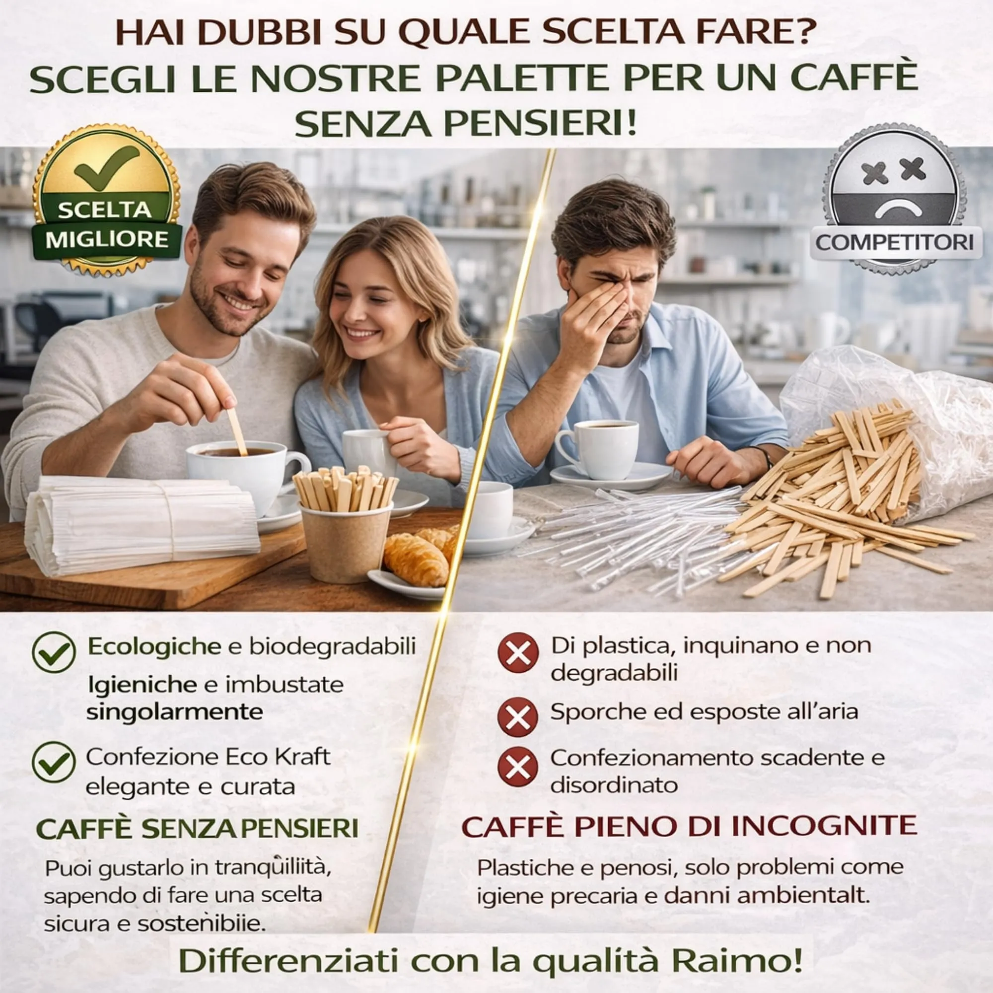 Kit 1000 Palette Caffè Monouso in Legno - IMBUSTATE SINGOLARMENTE - Biodegradabili - Bastoncini legno per Bevande Calde - Ideali per Bar, Ufficio, Eventi e Casa - Confezione Protettiva Eco Kraft - immagine 6