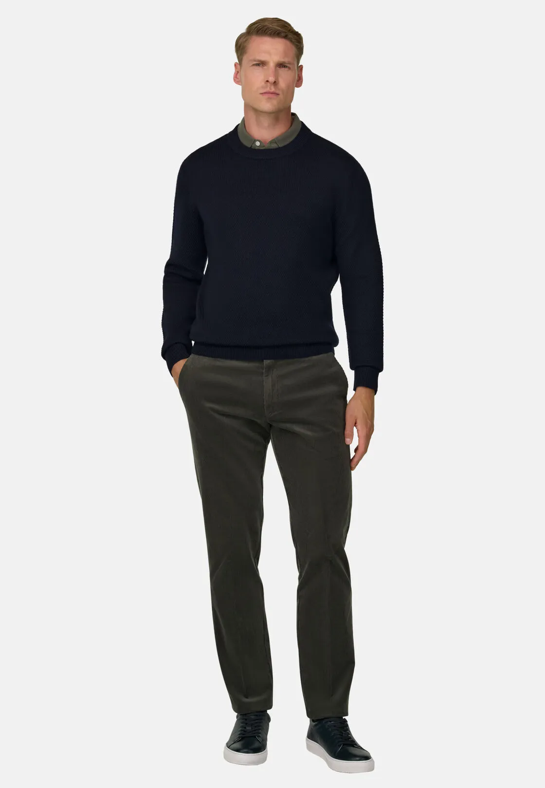 Boggi, Girocollo Di Maglia In Lana Merino, Uomo, Navy, Taglia: L - immagine 2