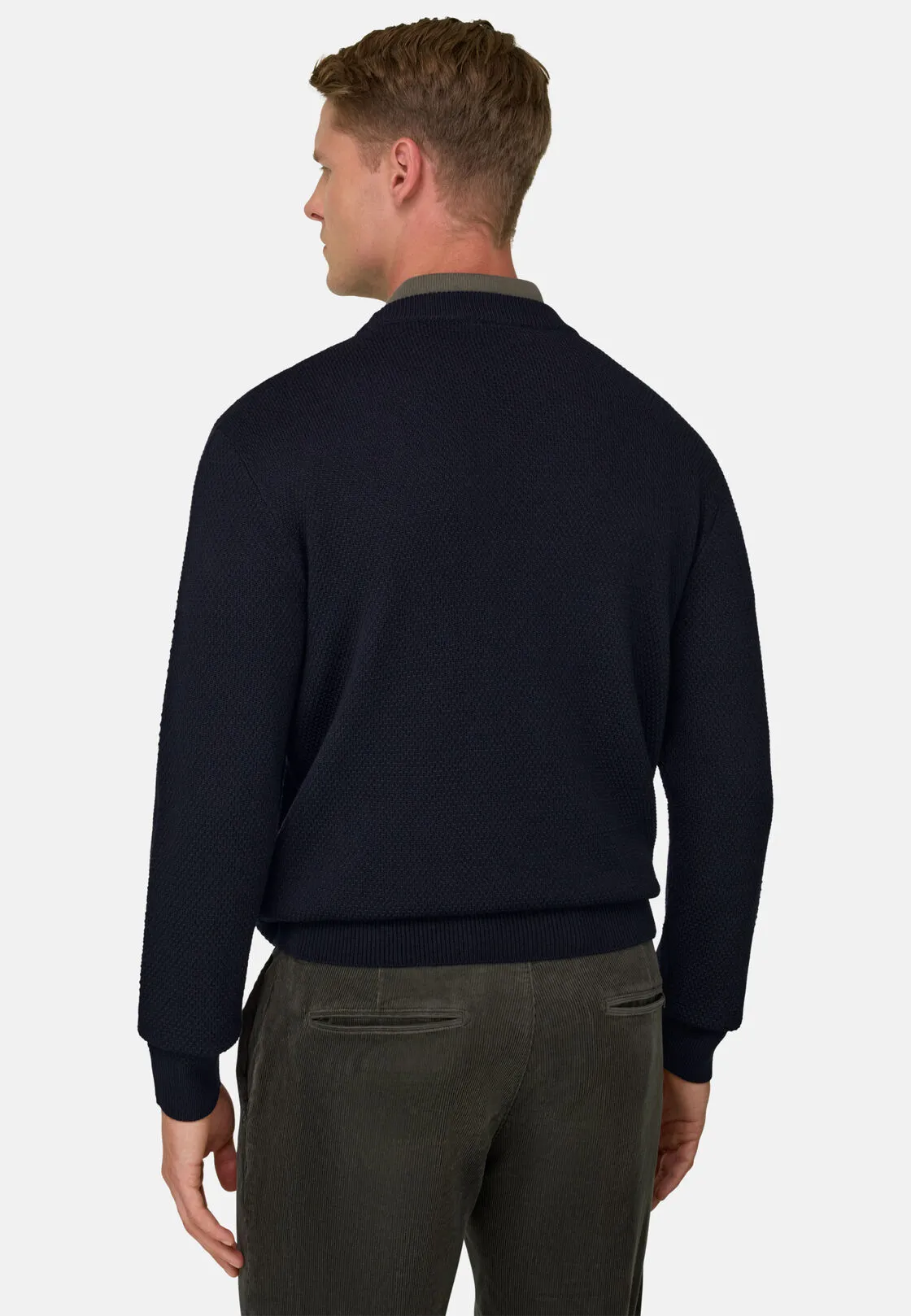 Boggi, Girocollo Di Maglia In Lana Merino, Uomo, Navy, Taglia: M - immagine 4